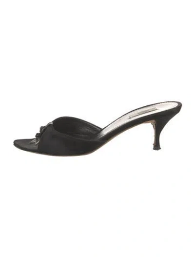 Pre-owned Prada Satin Sandals In Black