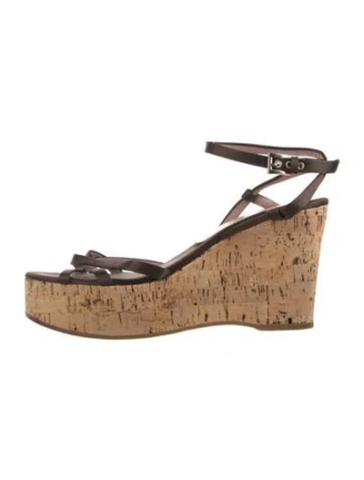 Pre-owned Prada Satin Sandals In Brown