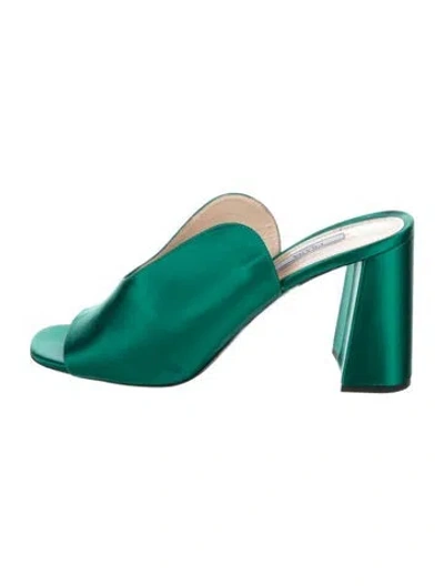 Pre-owned Prada Satin Sandals In Green