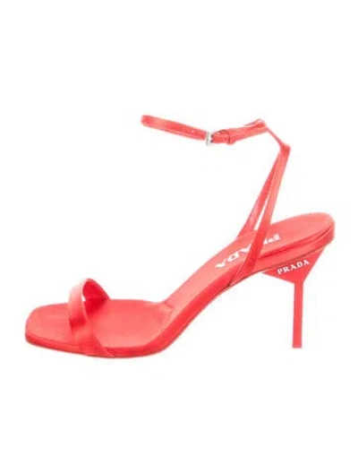 Pre-owned Prada Satin Sandals In Red