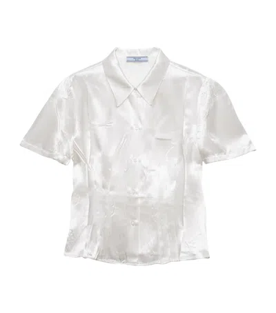 Prada Satin Short-sleeve Shirt In 白色