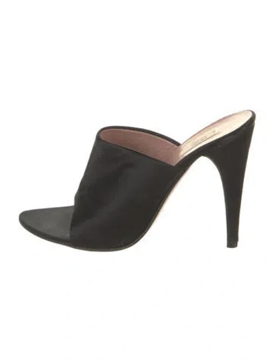 Pre-owned Prada Satin Slides In Black