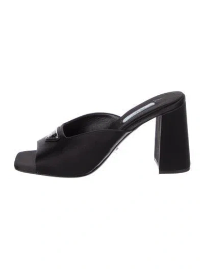 Pre-owned Prada Satin Slides In Black