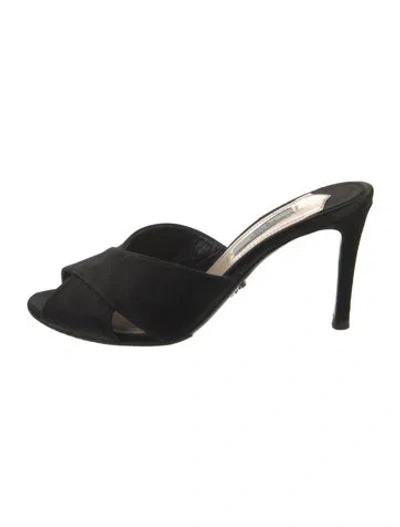 Pre-owned Prada Satin Slides In Black