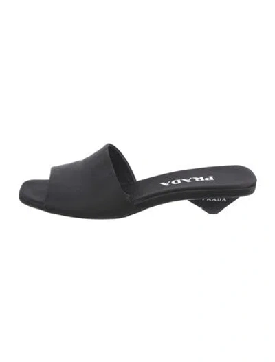 Pre-owned Prada Satin Slides In Black