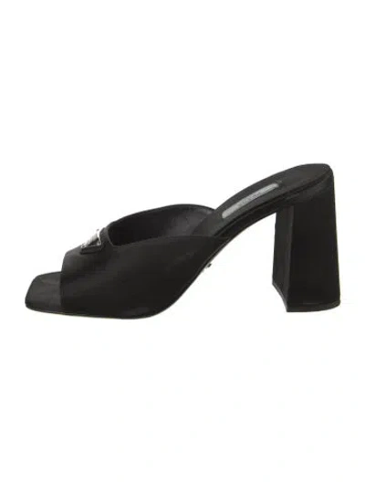 Pre-owned Prada Satin Slides In Black