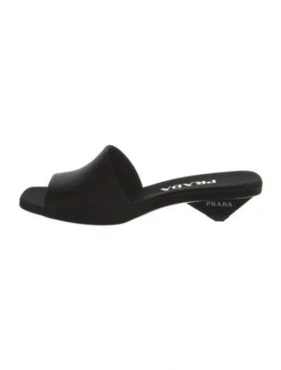 Pre-owned Prada Satin Slides In Black