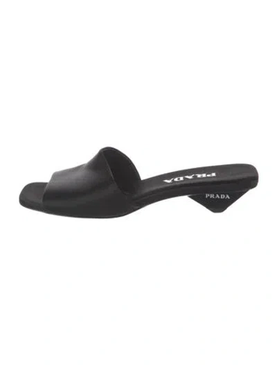 Pre-owned Prada Satin Slides In Black