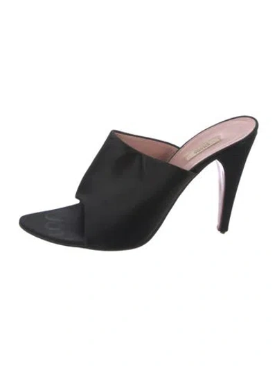 Pre-owned Prada Satin Slides In Black