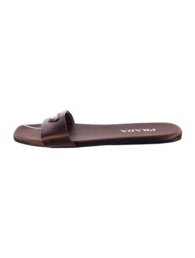 Pre-owned Prada Satin Slides In Brown