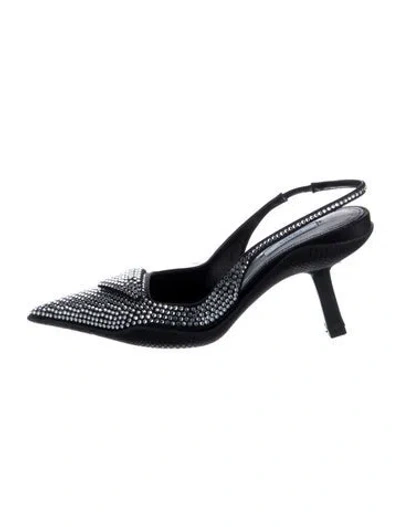 Pre-owned Prada Satin Slingback Pumps In Black