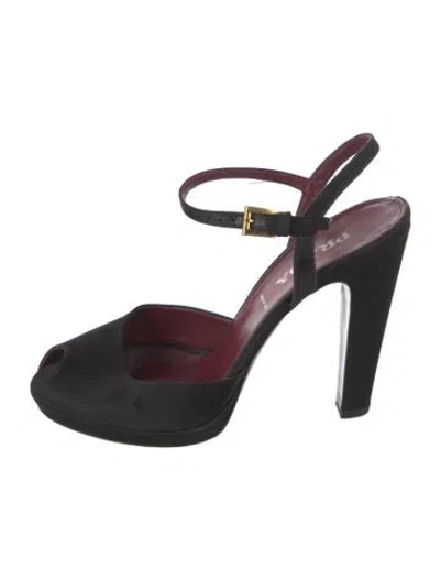 Pre-owned Prada Satin Slingback Pumps In Black