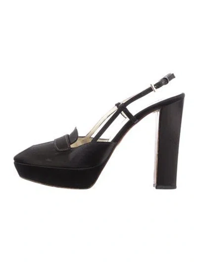 Pre-owned Prada Satin Slingback Pumps In Black