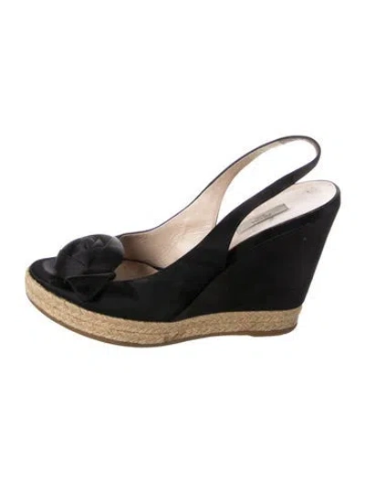 Pre-owned Prada Satin Slingback Pumps In Black