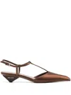 Prada Brown Satin Slingback Pumps In Brown