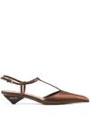 Prada Brown Satin Slingback Pumps In Brown