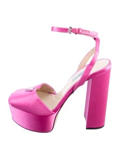 Pre-owned Prada Satin Slingback Pumps In Pink