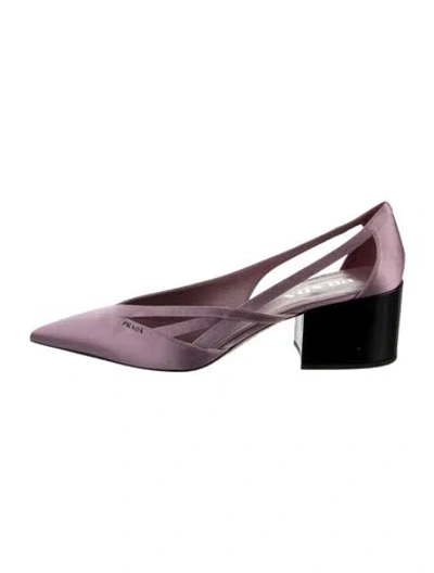 Pre-owned Prada Satin Slingback Pumps In Purple