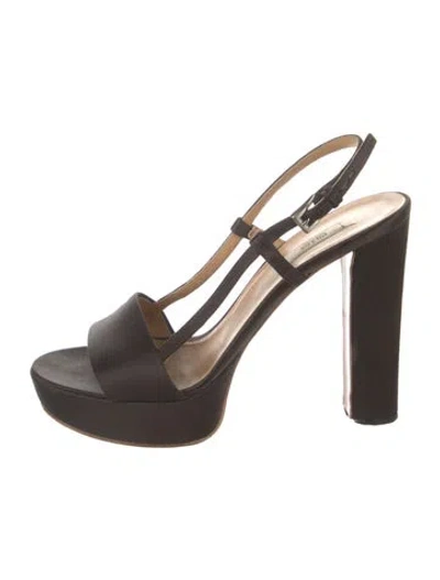 Pre-owned Prada Satin Slingback Sandals In Brown