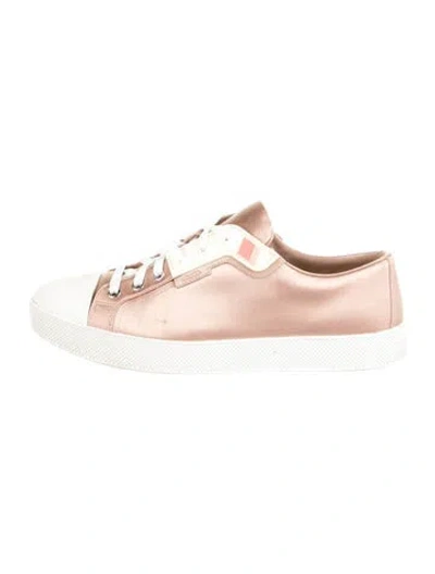 Pre-owned Prada Satin Sneakers In Neutral