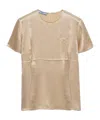 Prada Short Sleeve Satin Crepe Top In Desert Yellow