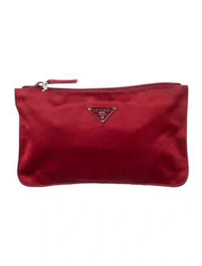 Pre-owned Prada Satin Wallet In Red