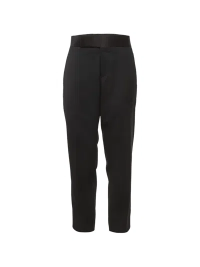 Pre-owned Prada Satin-waistband Gabardine Trousers In Black