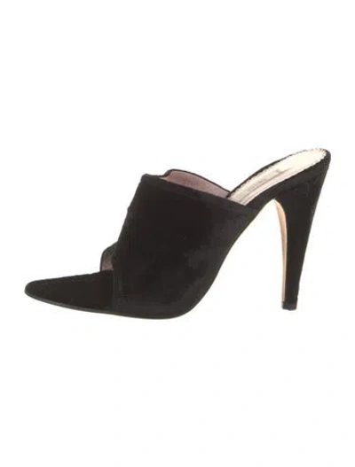 Pre-owned Prada Scalloped Accent Slides In Black