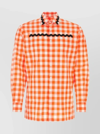 Prada Scalloped Edge Collar Shirt In Orange