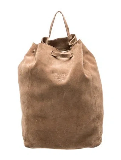Pre-owned Prada Scamosciato Suede Backpack In Brown