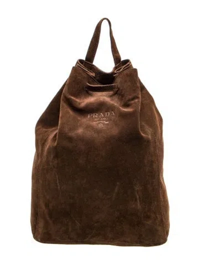 Pre-owned Prada Scamosciato Suede Backpack In Brown