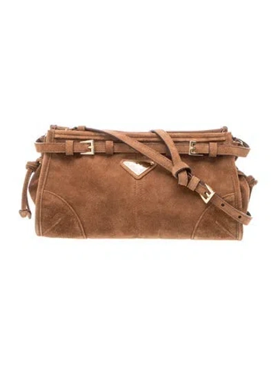 Pre-owned Prada Scamosciato Suede Bonnie Small In Brown