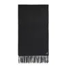 Prada Triangle Logo Silk And Cashmere Scarf In Black