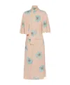 Prada Scarf Collar Printed Dress In Nude Pink