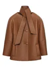 Prada Nappa Leather Jacket With Scarf In Brown