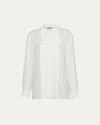 Prada Scarf-neck Silk Button Up Silk Shirt In Bianco