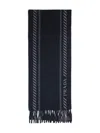 Prada Striped Pattern Scarf Fringed Edges In Brown