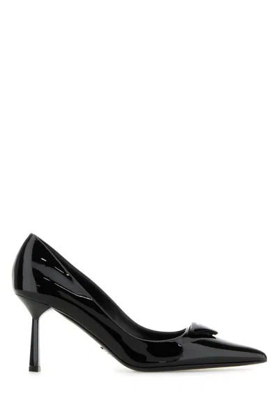 Prada Scarpe Con Tacco In Pelle Nera  Donna In Black