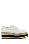 Prada Scarpe Stringate In Pelle Bianca  Donna