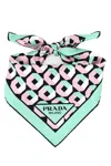 Prada Octagon Tulip Printed Silk Skinny Scarf In Printed