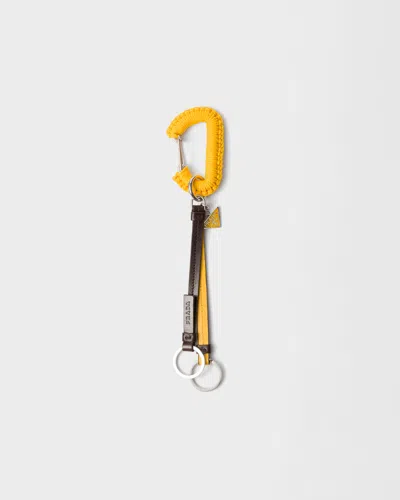 Prada Textured Keychain In Yellow