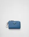 Prada Saffiano Leather Mini Pouch In Aviator Blue