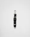 Prada Triangle-logo Leather Keyring In Schwarz
