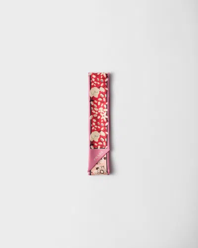 Prada Floral-print Silk Twill Skinny Scarf In Red