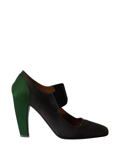 Pre-owned Prada Scholar Block Heel Pumps In Gray