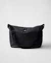 Prada Mens Black Brand-plaque Leather Shoulder Bag In Black