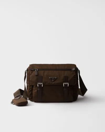 Prada Schultertasche Aus Re-nylon In Brown
