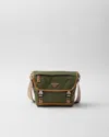 Prada Men Re-nylon And Leather Medium Shoulder Bag In Military/caramel