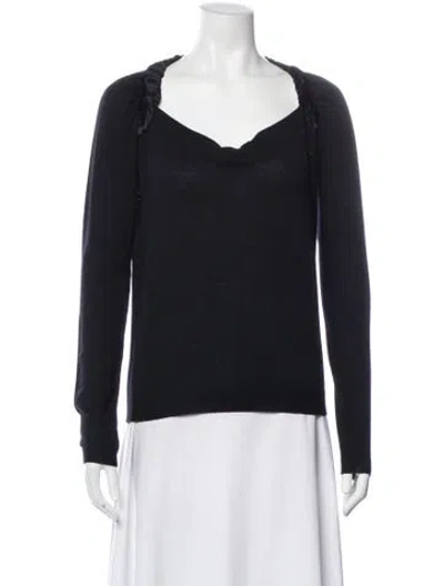 Pre-owned Prada Scoop Neck Long Sleeve Top In Black