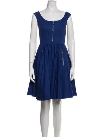Pre-owned Prada Scoop Neck Mini Dress In Blue